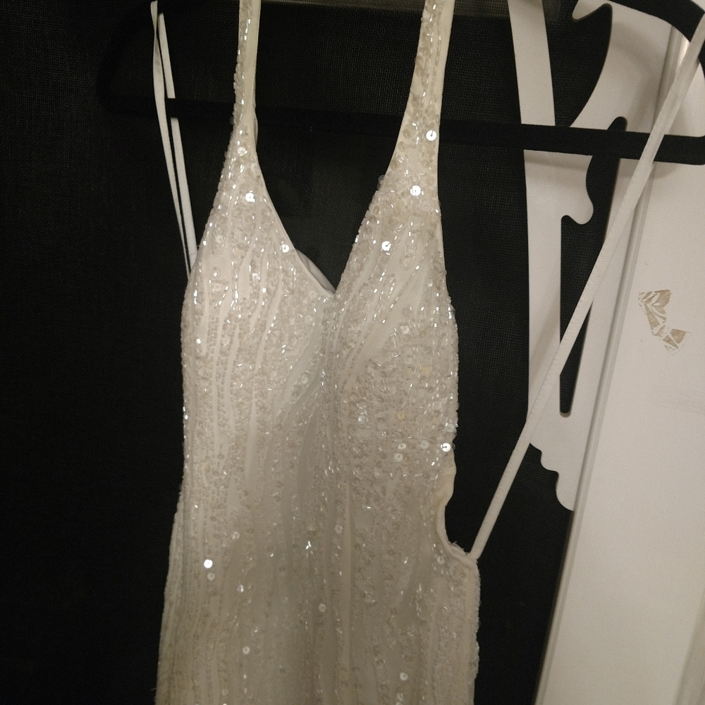 Tiffany Designs Formal White Beaded Gown